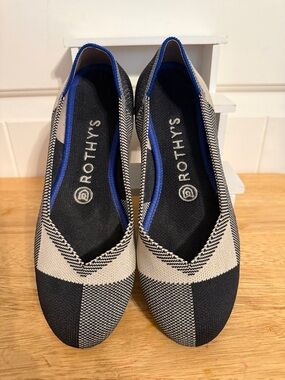Rothy's Black & Cream Knit Pointed Ballet Flats